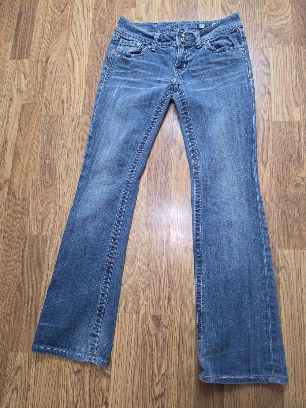 Miss Me Mid Wash Bootcut Jeans in Denim Blue